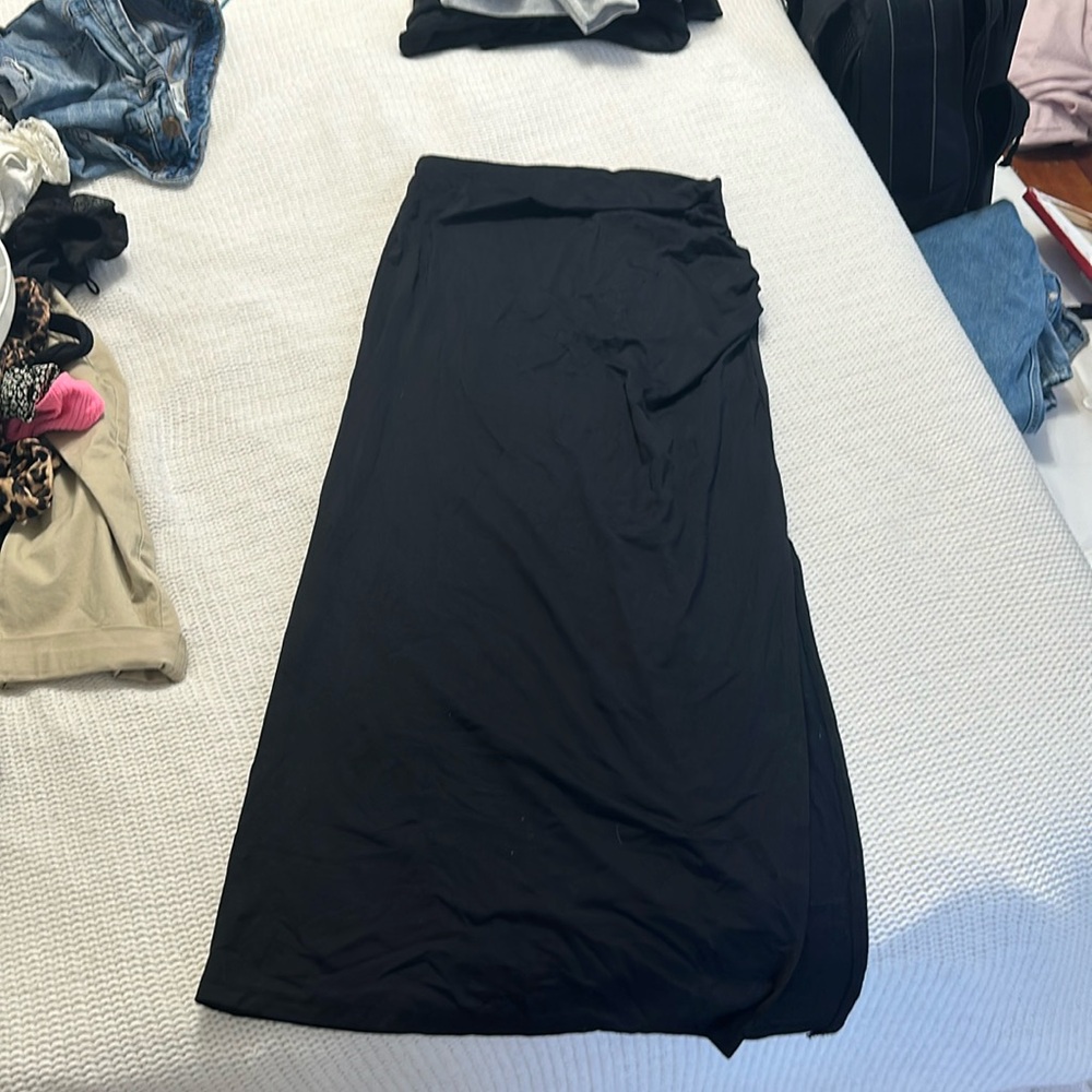 Black midi skirt with slit